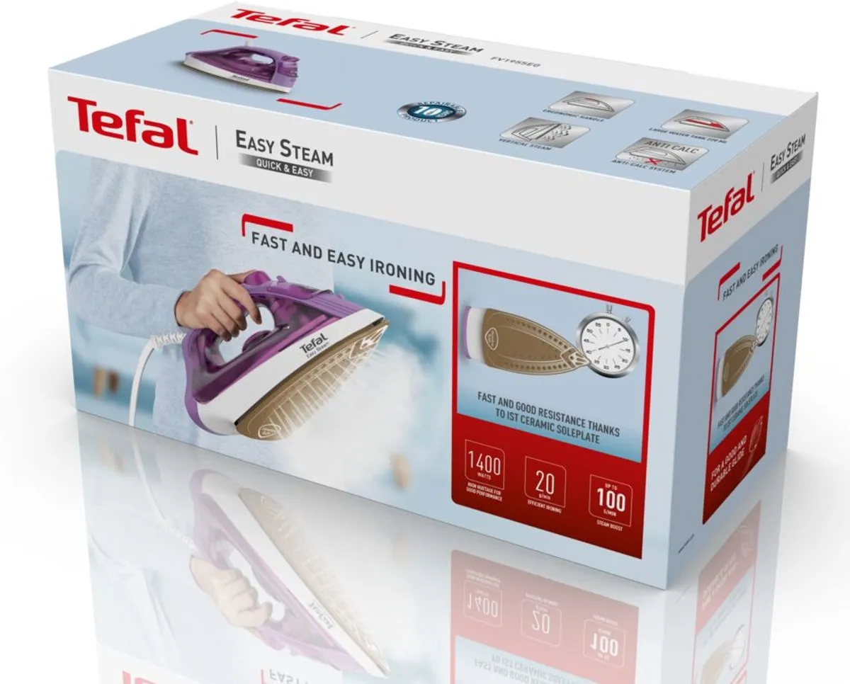 Tefal Steam Essential 2 FV1955 Stoomstrijkijzer - 1400W - Paars
