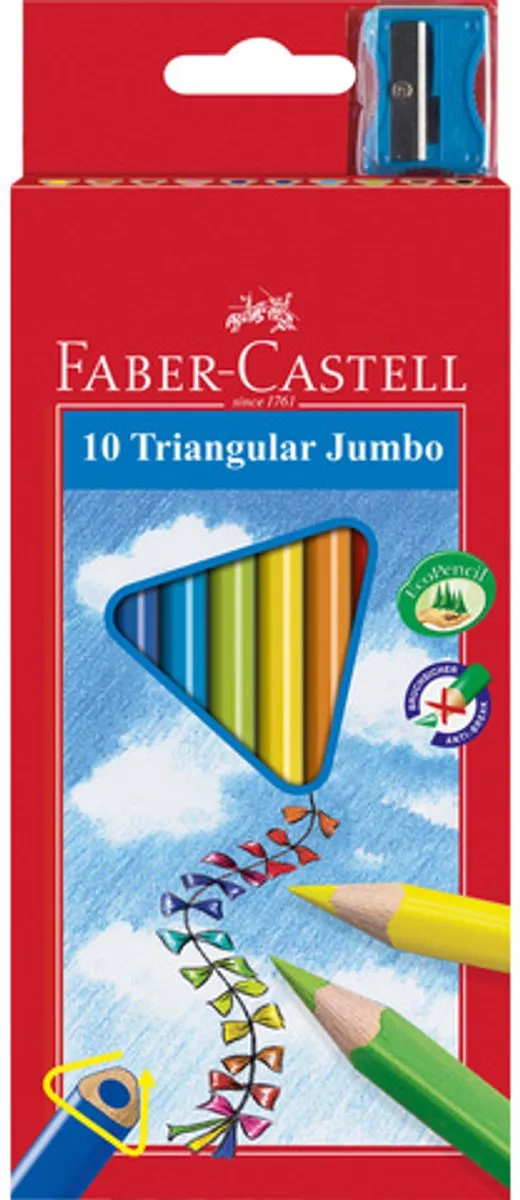 Faber-Castell Jumbo Driekantig Kleurpotloden 10 Stuks FC-116510