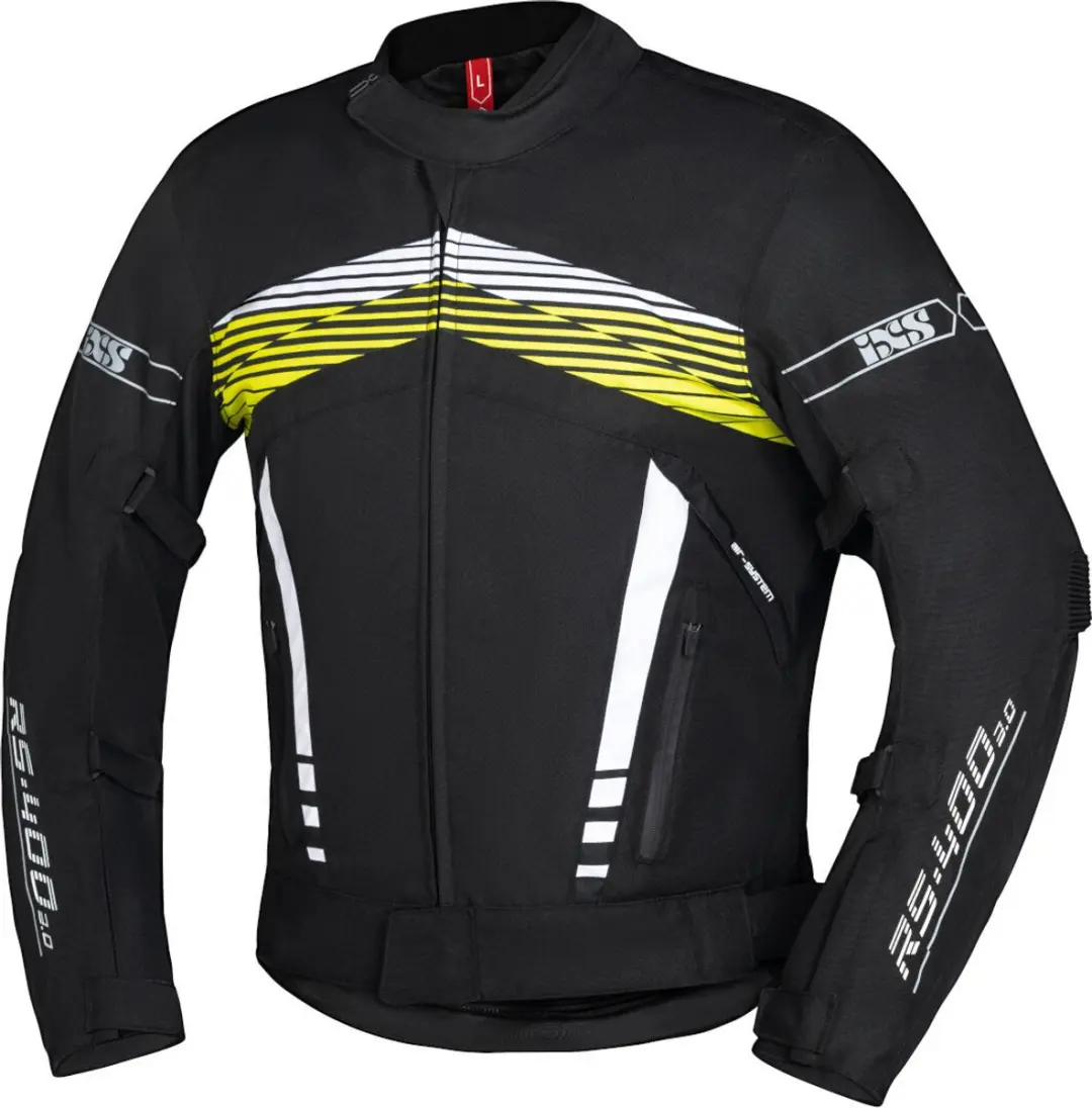 IXS RS-400-ST 3.0 Waterdichte Zwart Wit Geel Textiele Motorjas