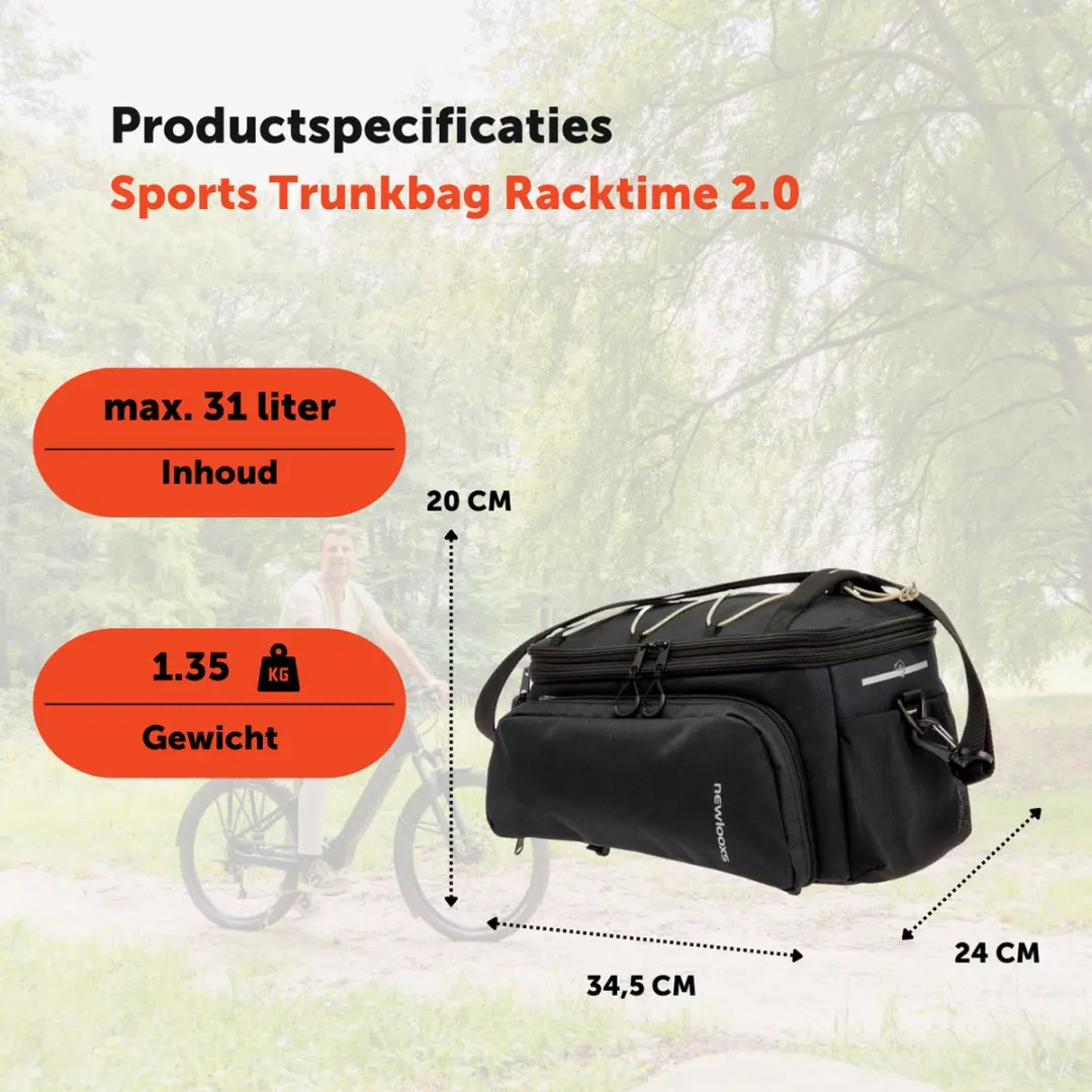 New Looxs Sports Trunkbag Racktime 2.0 Fietstas 31L - Zwart