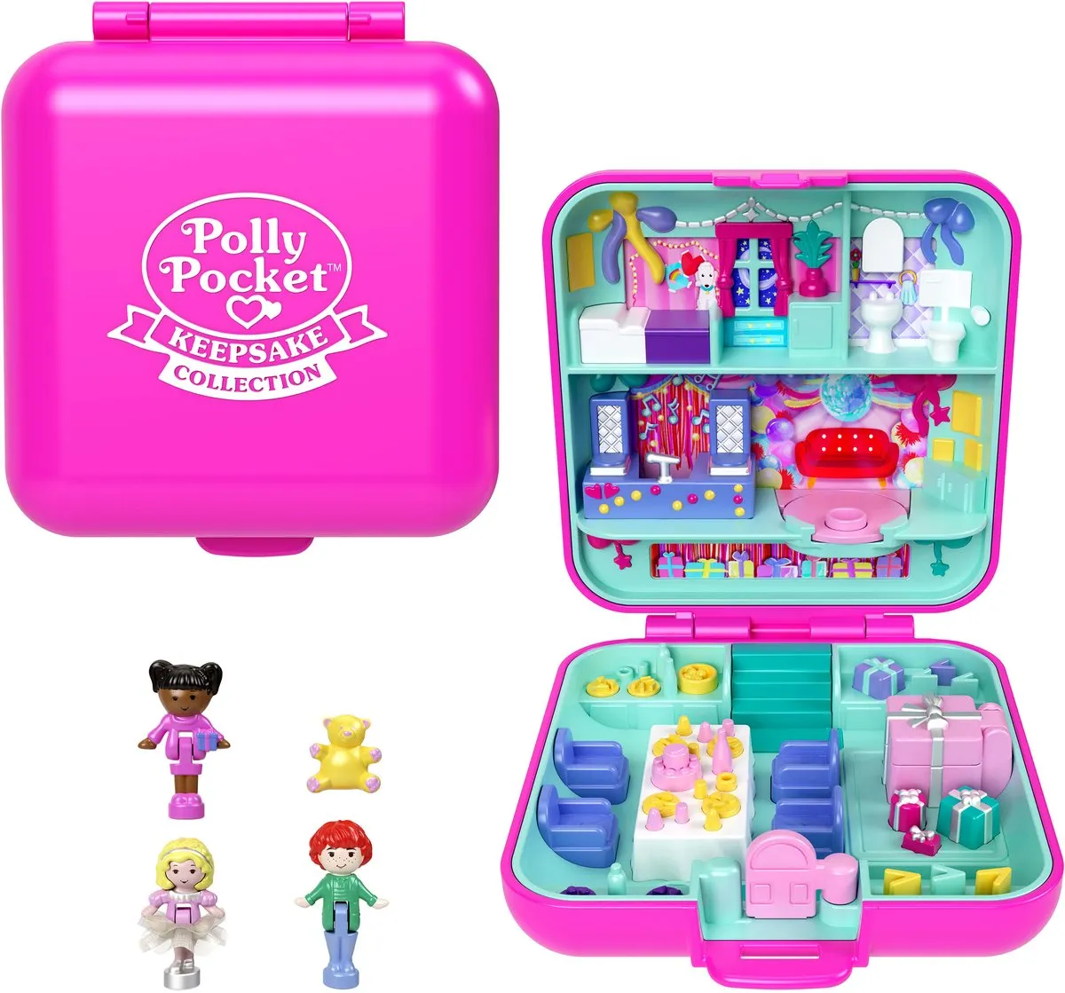 Mattel Polly Pocket 80th Anniversary Heritage Compact - 3 Minipoppen - Rose