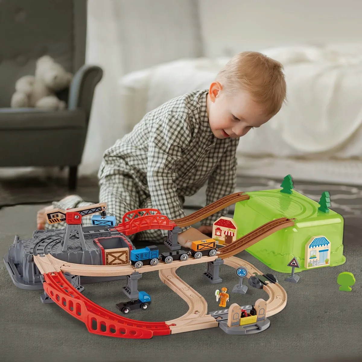 Hape Spoorbaan Bouwset E3764 - 50 Stukken - Veelkleurig