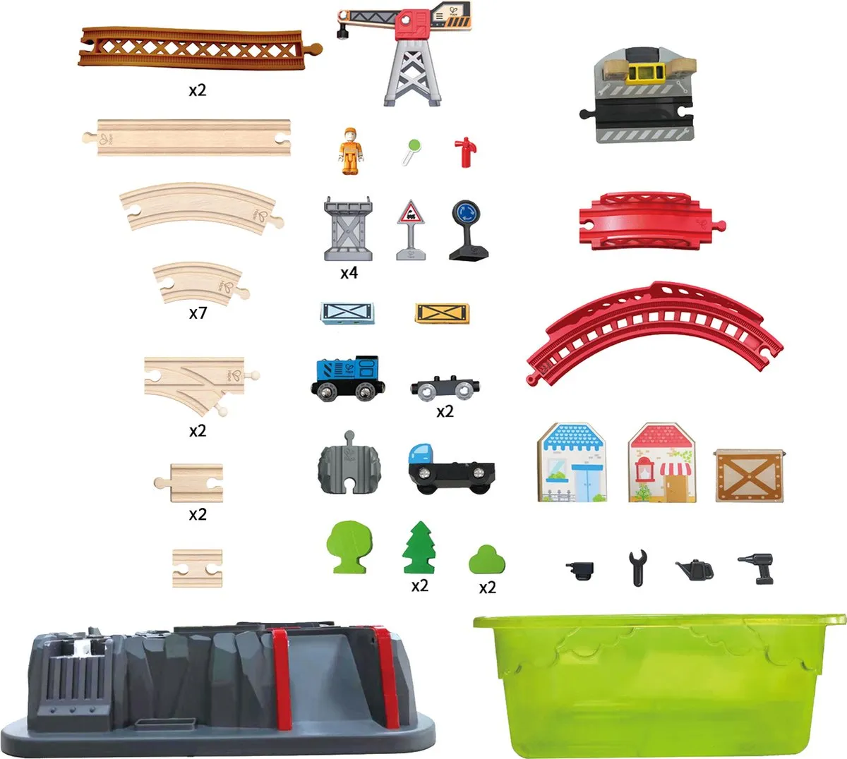Hape Spoorbaan Bouwset E3764 - 50 Stukken - Veelkleurig