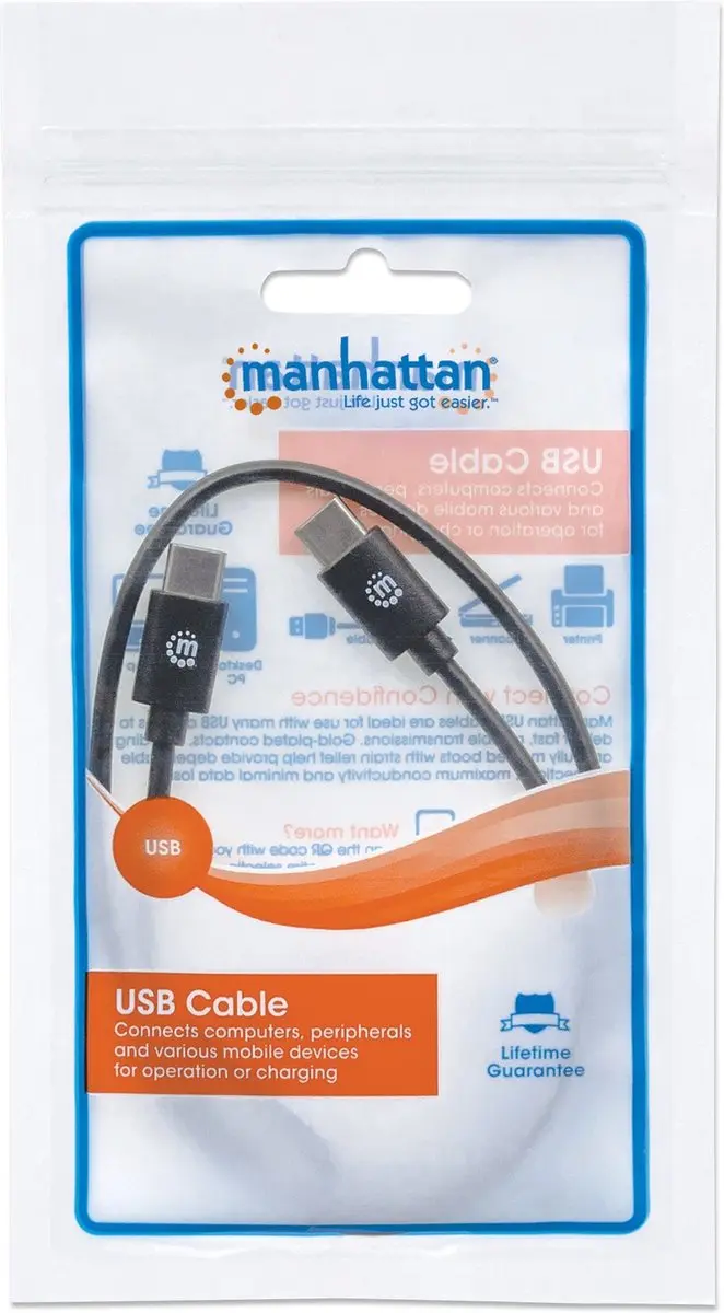 Manhattan USB-C Kabel 354868 - 0,5m - Zwart