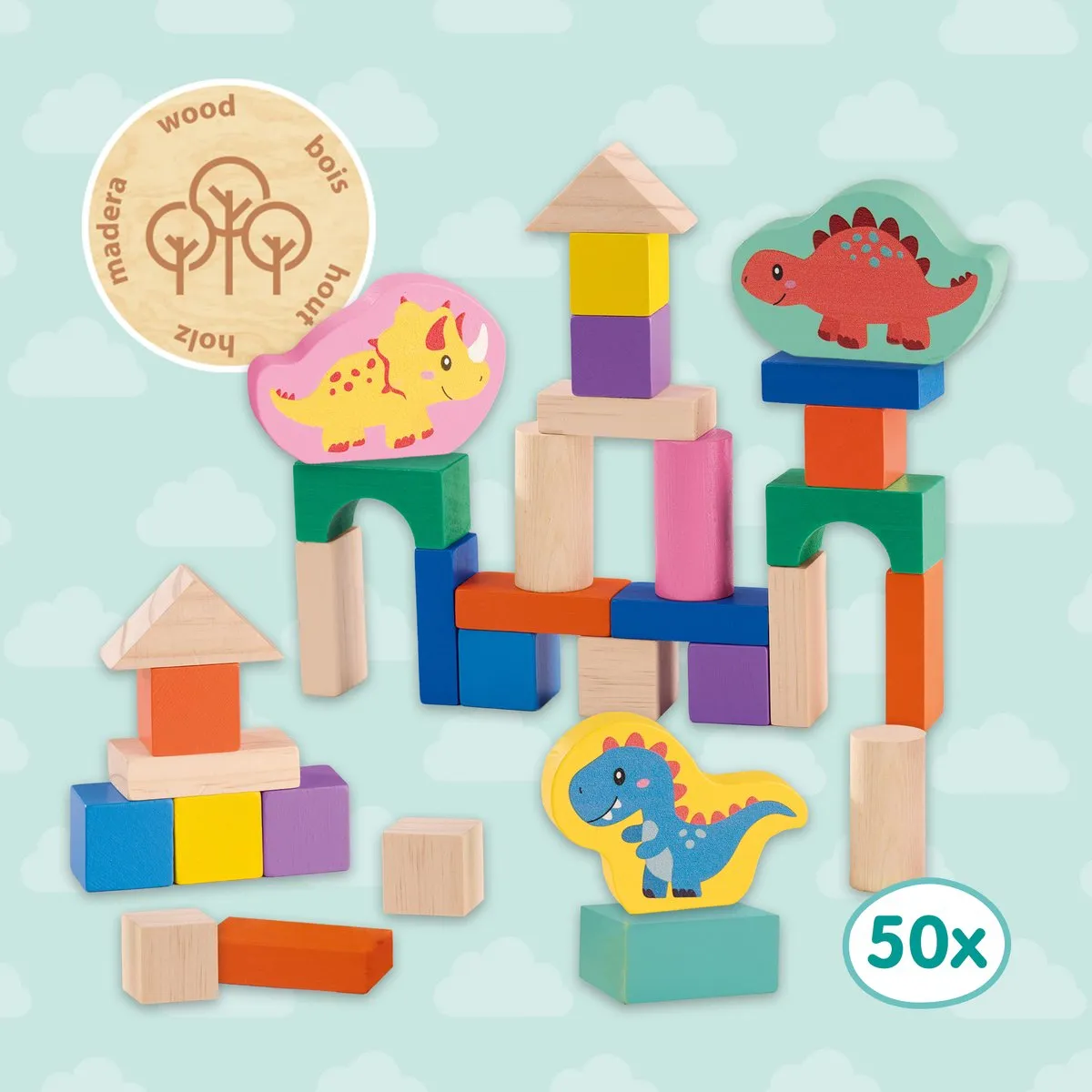 SES Creative Tiny Talents Dino Bouwblokken 51-delig - Multicolor