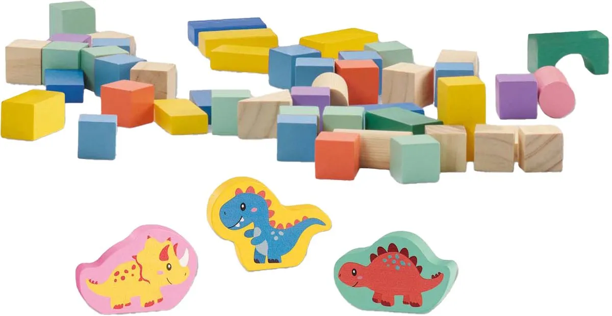 SES Creative Tiny Talents Dino Bouwblokken 51-delig - Multicolor