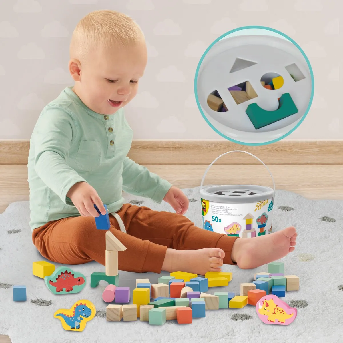 SES Creative Tiny Talents Dino Bouwblokken 51-delig - Multicolor
