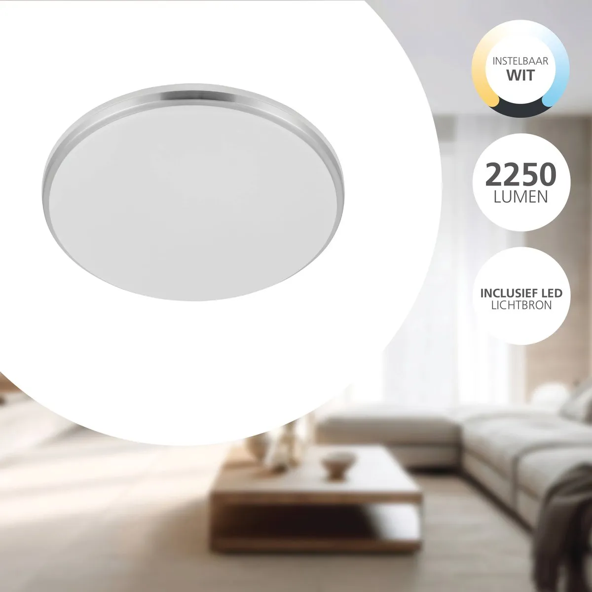 Eglo Margidore Plafondlamp LED Ø34cm - Wit/Grijs - 3545K