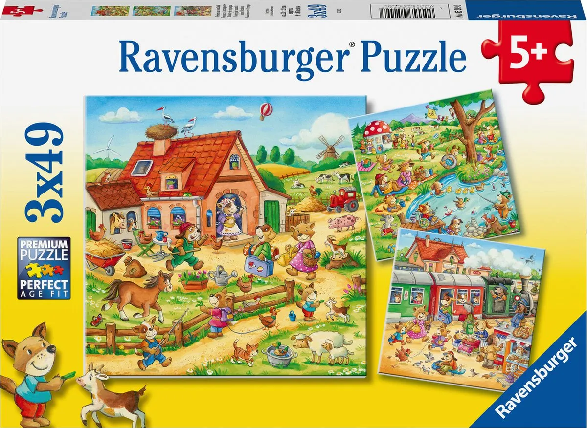 Ravensburger Landelijke Vakantie Legpuzzel 3x49 Stuks - Multicolor
