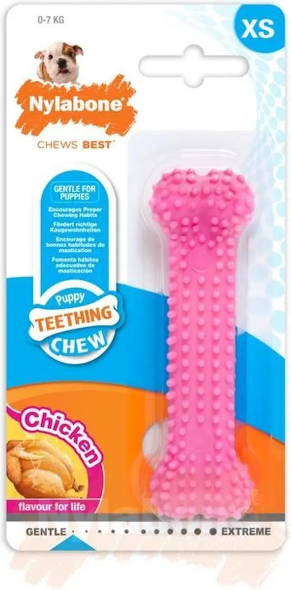 Nylabone Puppy Bot Dental Roze Kip Smaak XS