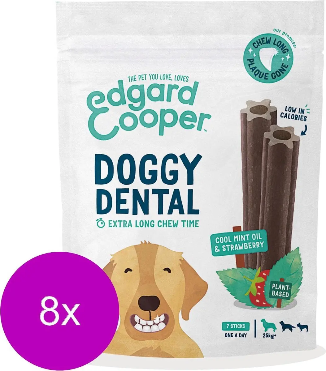 Edgard & Cooper Doggy Dental Snacks Aardbei&Munt - 8 Stuks