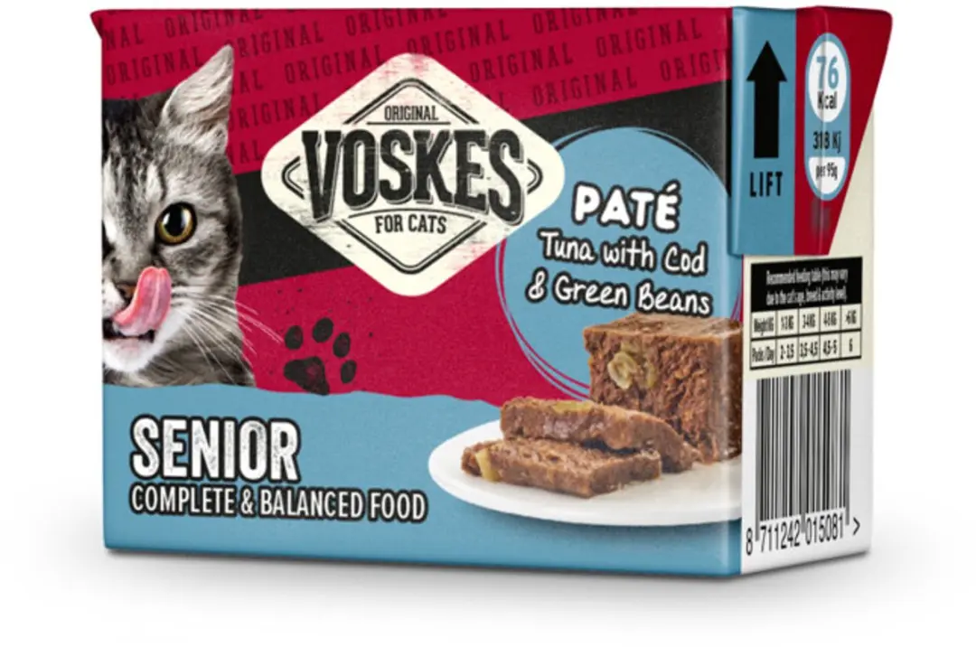 Voskes Original Paté Senior Tonijn & Kabeljauw & Sperziebonen - 8x95g