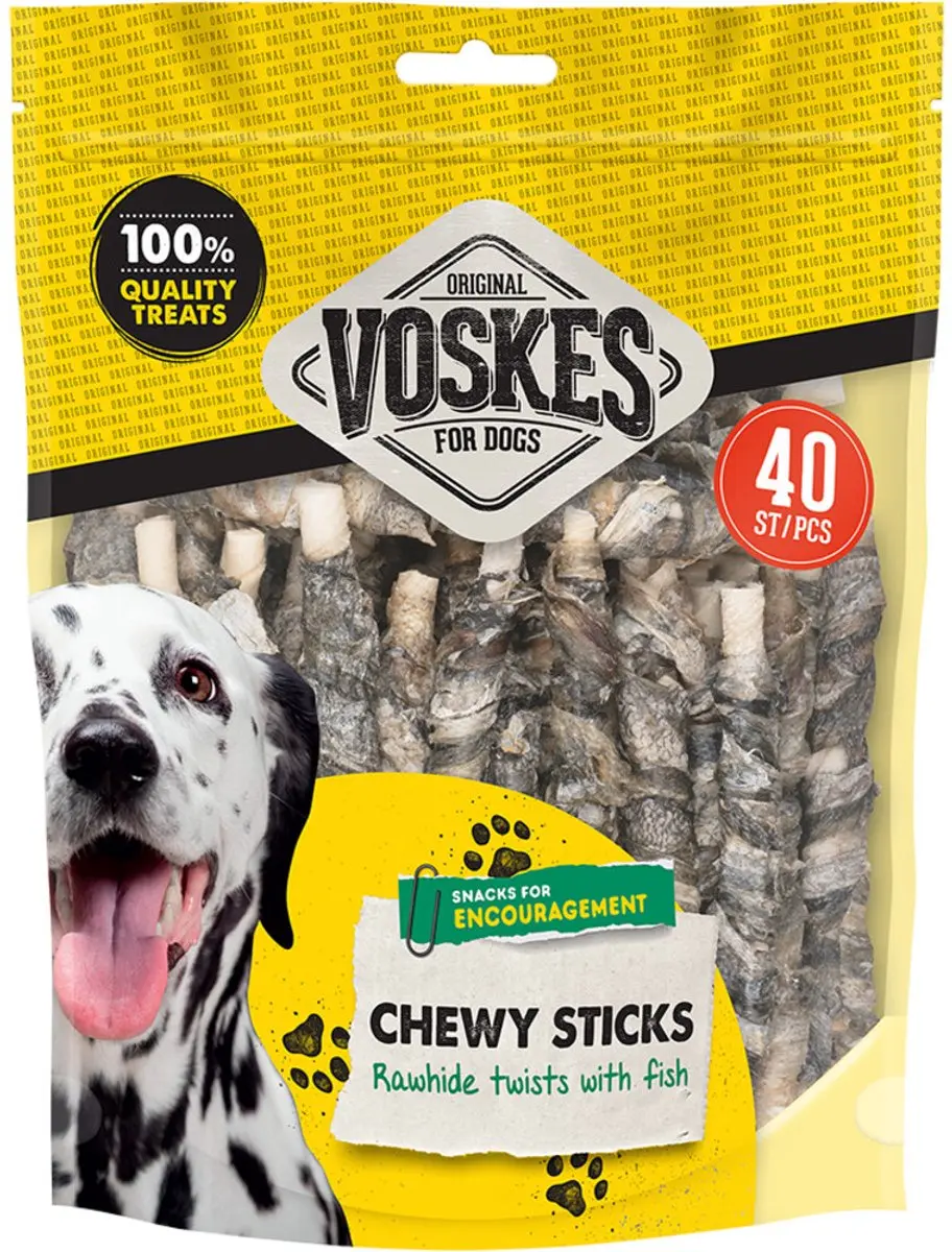 Voskes Hondensnack Rawhide Sticks Vis