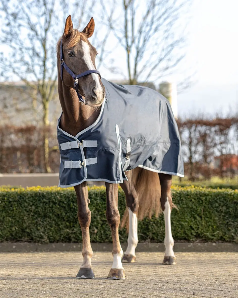 QHP Deken Turnout Fleece 0gr 125cm - Donkerblauw - afbeelding 4 van 6