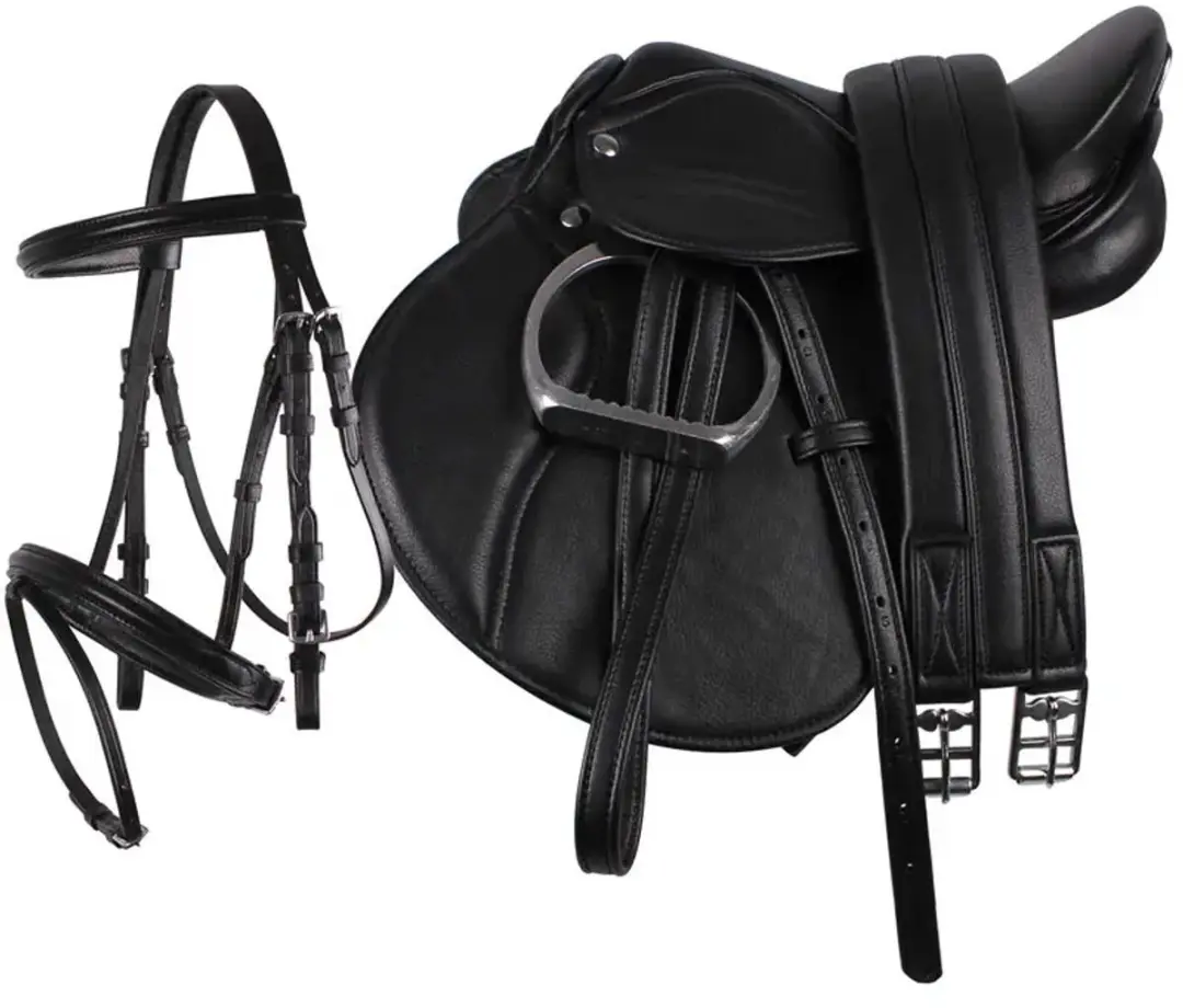 QHP Compleet Zadelset Pony 14 inch - Zwart