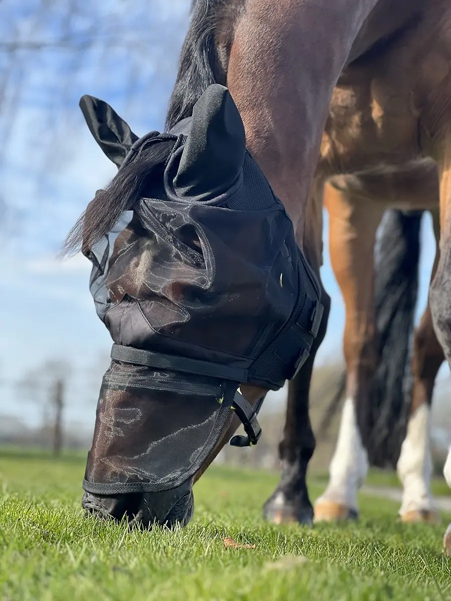 Horsegear Vliegenmasker HGAfneembare Neusflap - Zwart - 2 Stuks