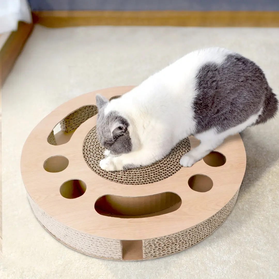 Nobleza Krabplank Kat - Interactief Speelgoed 33x33cm - Bruin/Rood/Geel