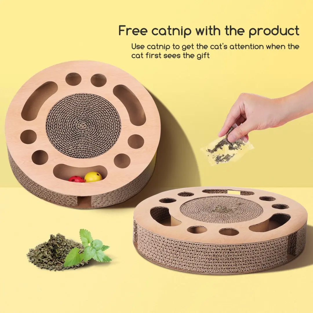 Nobleza Krabplank Kat - Interactief Speelgoed 33x33cm - Bruin/Rood/Geel