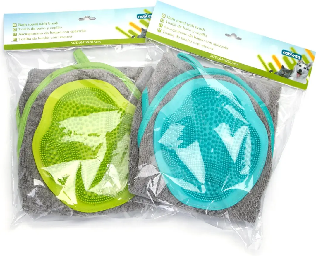 Nobleza Dierenhanddoek Microvezel 64x28,5cm - Groen/Grijs