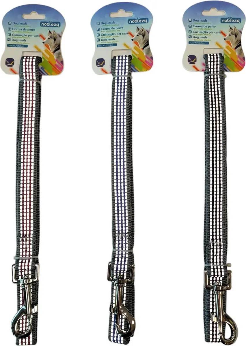 Nobleza Hondenriem Reflecterend Nylon 120cm - Grijs/Rood