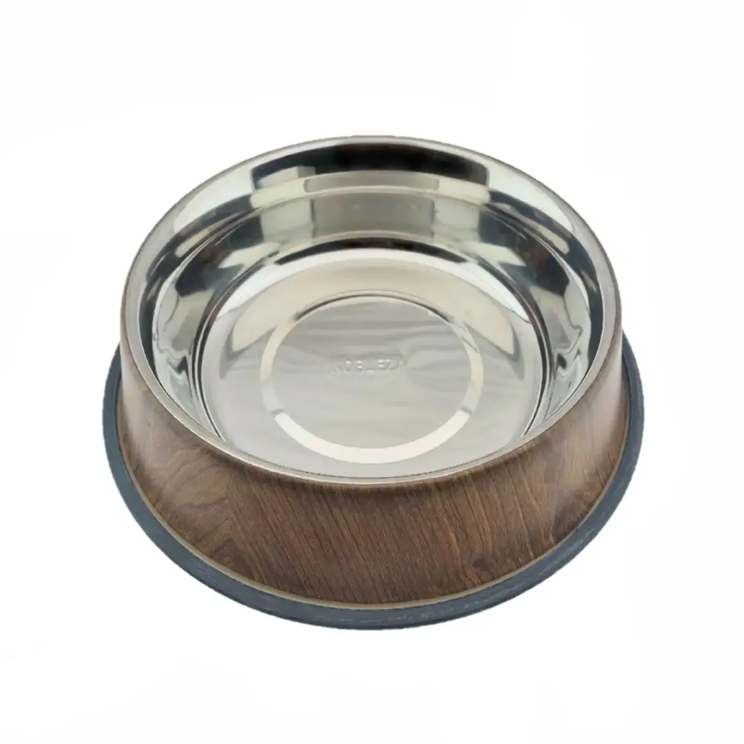 Nobleza Honden- & Kattenvoerbak RVS - Maat S - Houtmotief