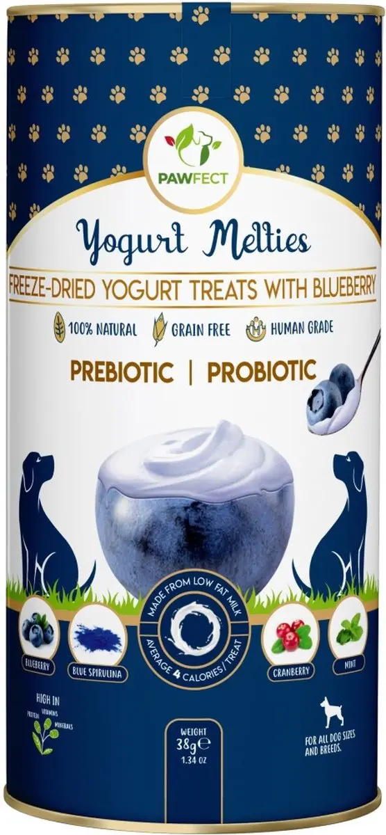 Pawfect Freeze Dried Yoghurt hondensnack met Blauwe bessen 38 gr.