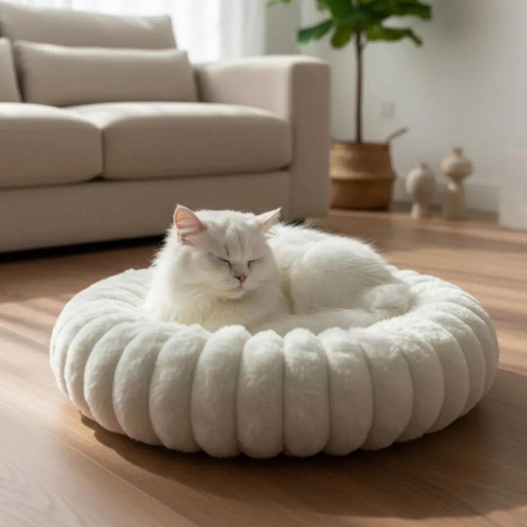 Pecco Donut Kattenmand Rond 45cm - Wit