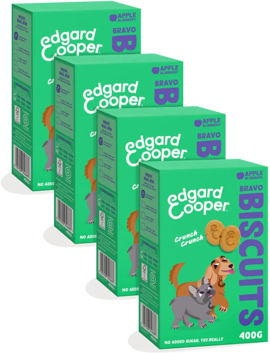Edgard & Cooper Hondensnacks (Appel, 400g x 4), Bravo Koekjes, Hondenkoekjes, Kr