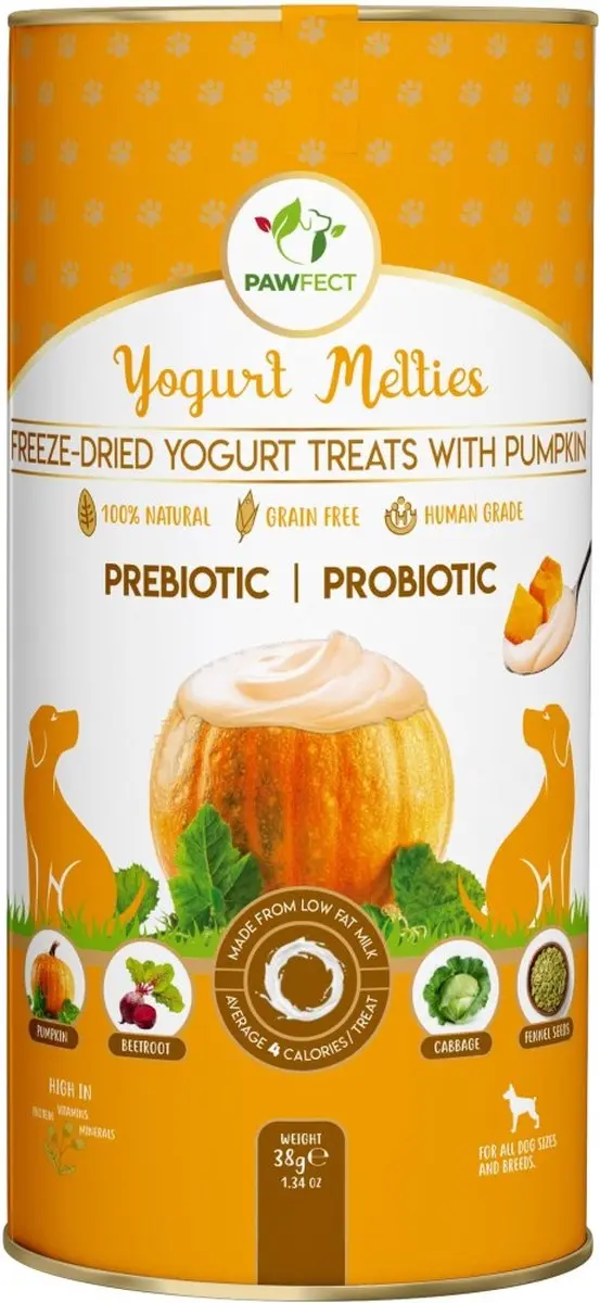 Pawfect Freeze Dried Yoghurt hondensnack met Pompoen 38 gr.