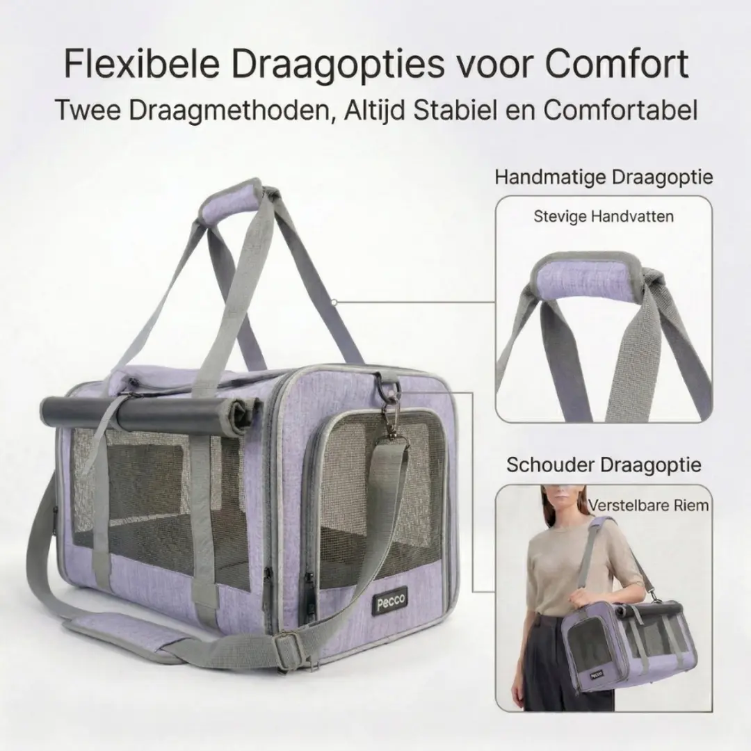 Pecco Draagtas Hond en Kat - 48x30x30cm Paars