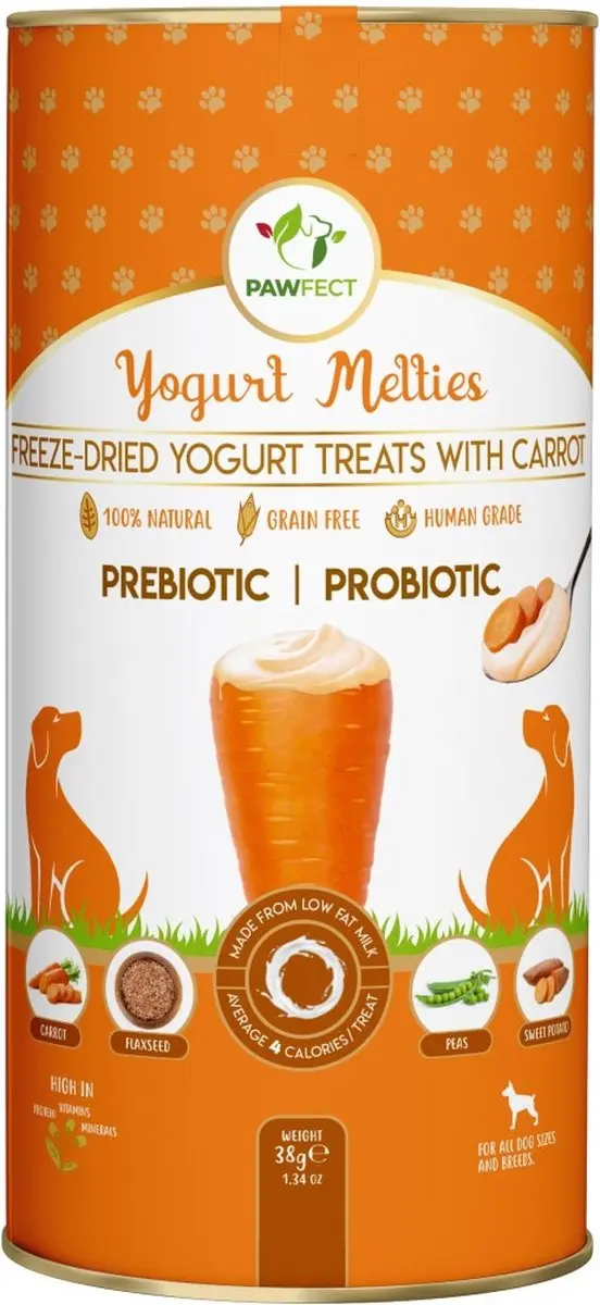 Pawfect Freeze Dried Yoghurt hondensnack met Wortel 38 gr.