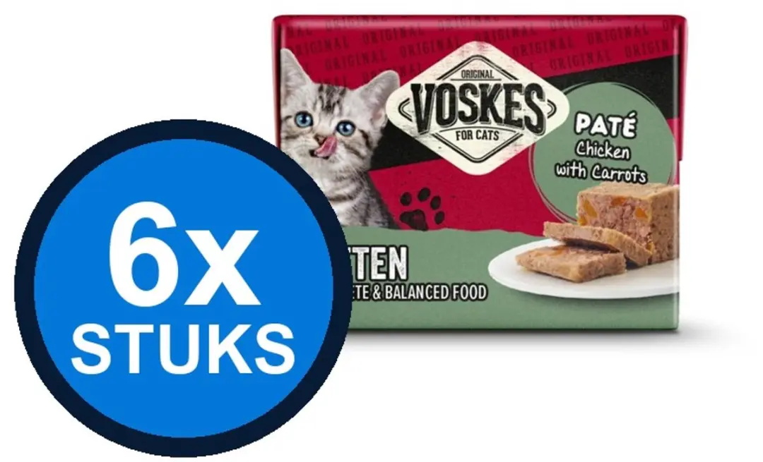 6x Voskes paté kitten kip&wortelen 8x95gr