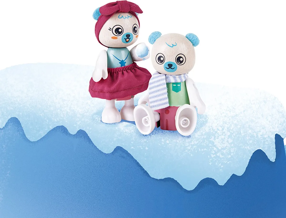 Hape Familie IJsbeer Poppenhuispop - 4 Poppen & 4 Meubels - Veelkleurig