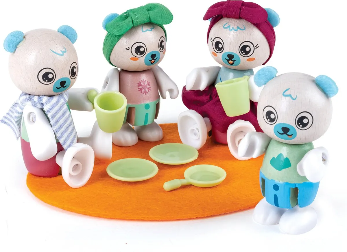 Hape Familie IJsbeer Poppenhuispop - 4 Poppen & 4 Meubels - Veelkleurig - afbeelding 6 van 6