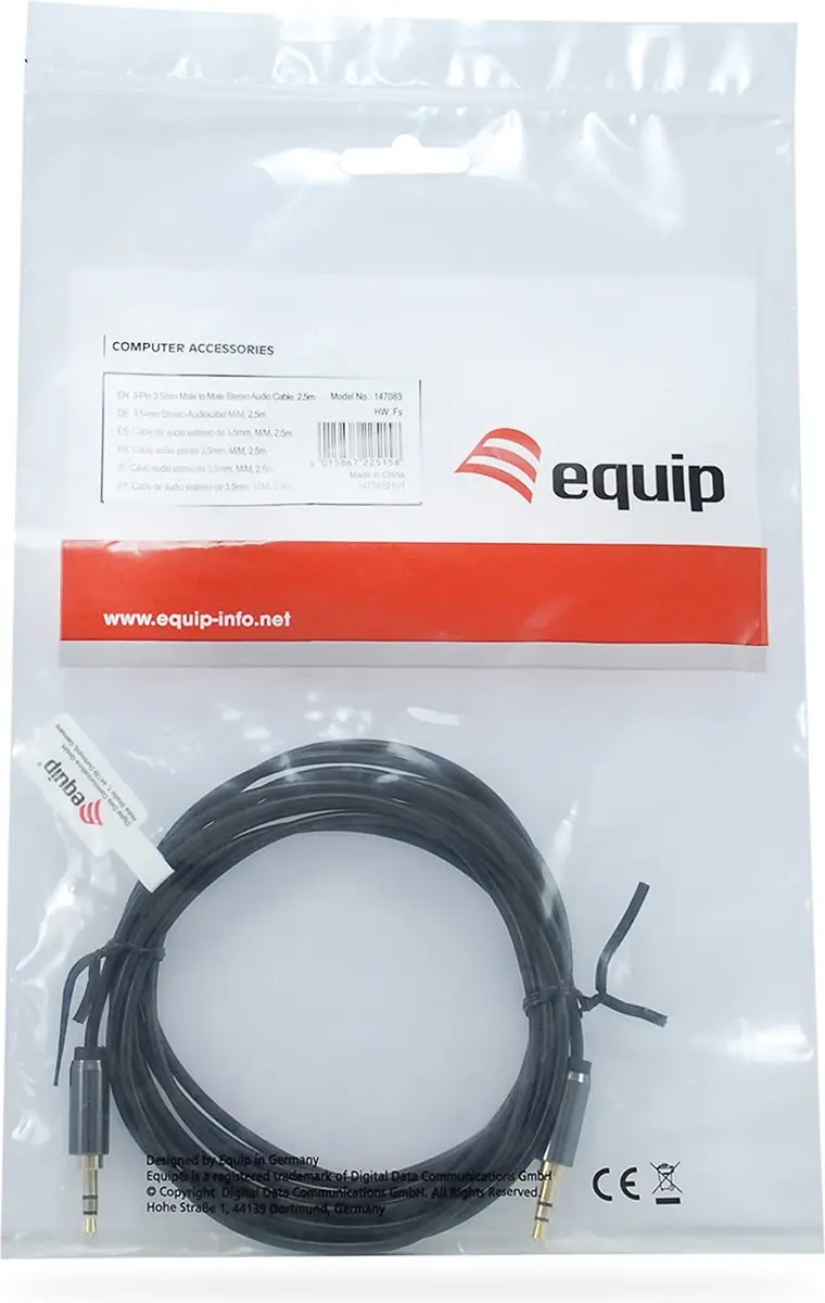 Equip 147083 Audiokabel 3,5mm - 2,5m - Zwart - afbeelding 3 van 4