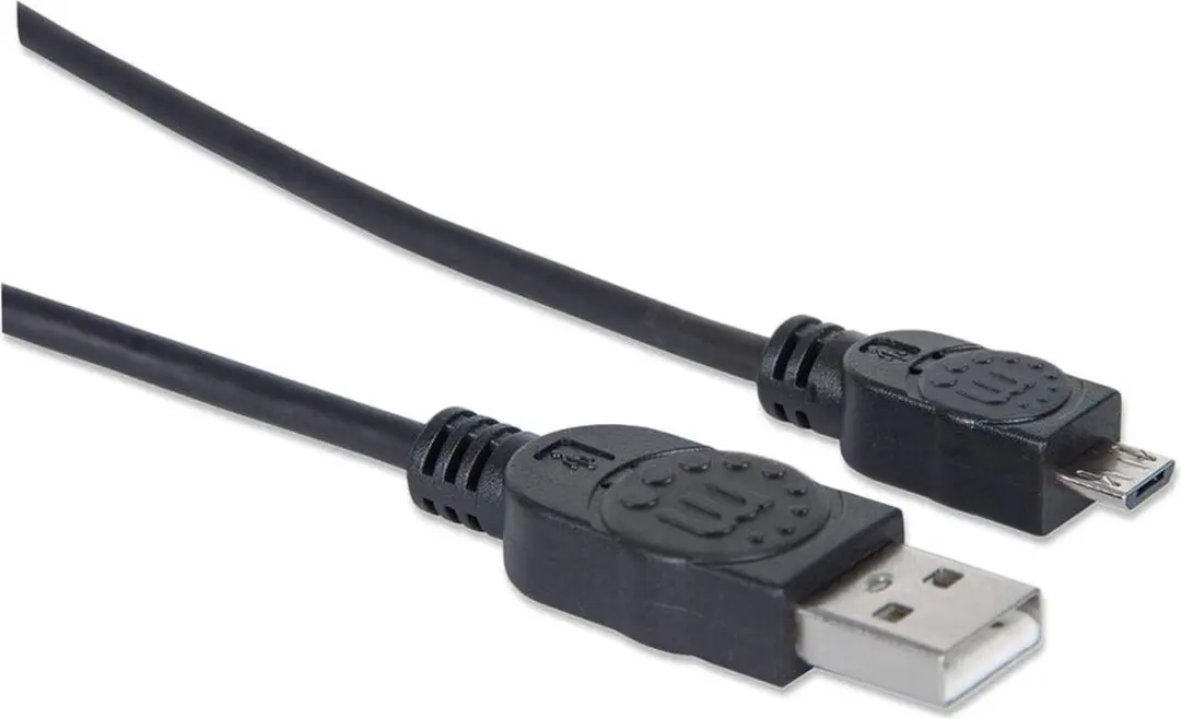 Manhattan USB 2.0 A Male naar Micro Male Kabel 1.8m - Zwart