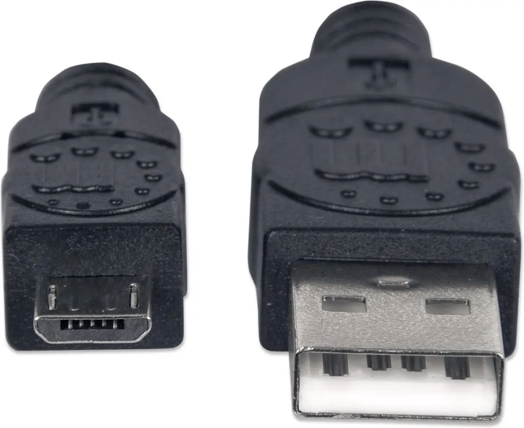 Manhattan USB 2.0 A Male naar Micro Male Kabel 1.8m - Zwart