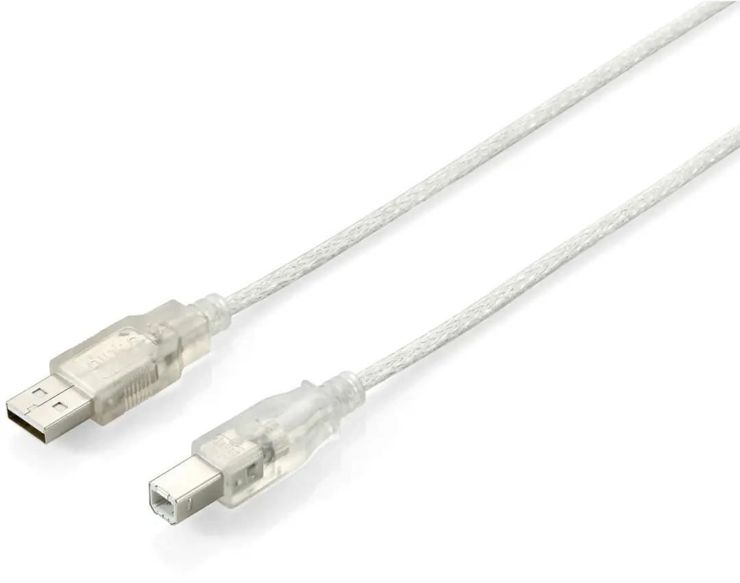 Equip USB A naar USB B Kabel 1.8m - Zilver/Transparant - afbeelding 4 van 5
