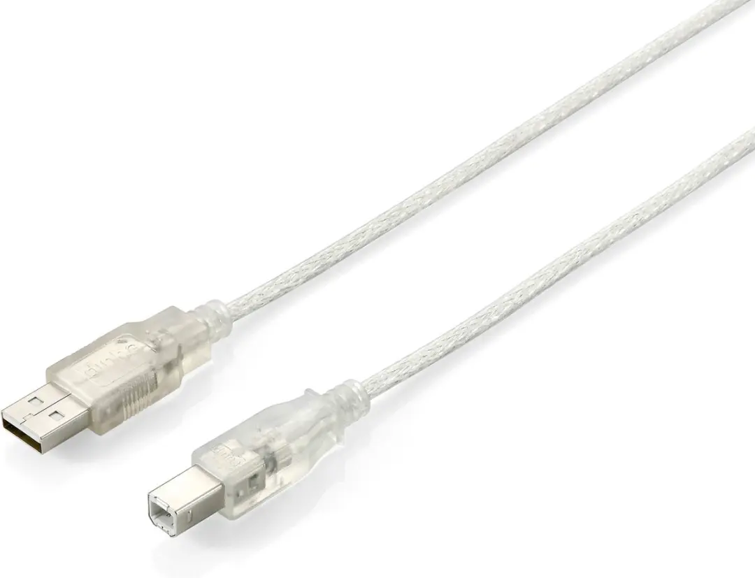 USB-kabel 1 meter USB 2.0 USB A USB B Zilver, Transparant