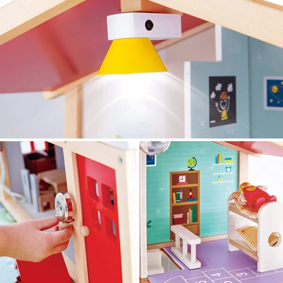 Hape Family Mansion Poppenhuis - 7 Meubels 4 Poppen - 3x AAA