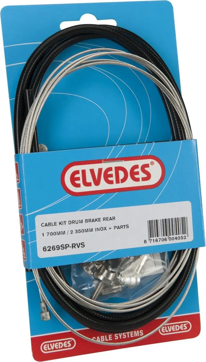 Elvedes Remkabel Set Achter Trommelrem 2350/1700mm - Zwart/Zilver - afbeelding 2 van 6