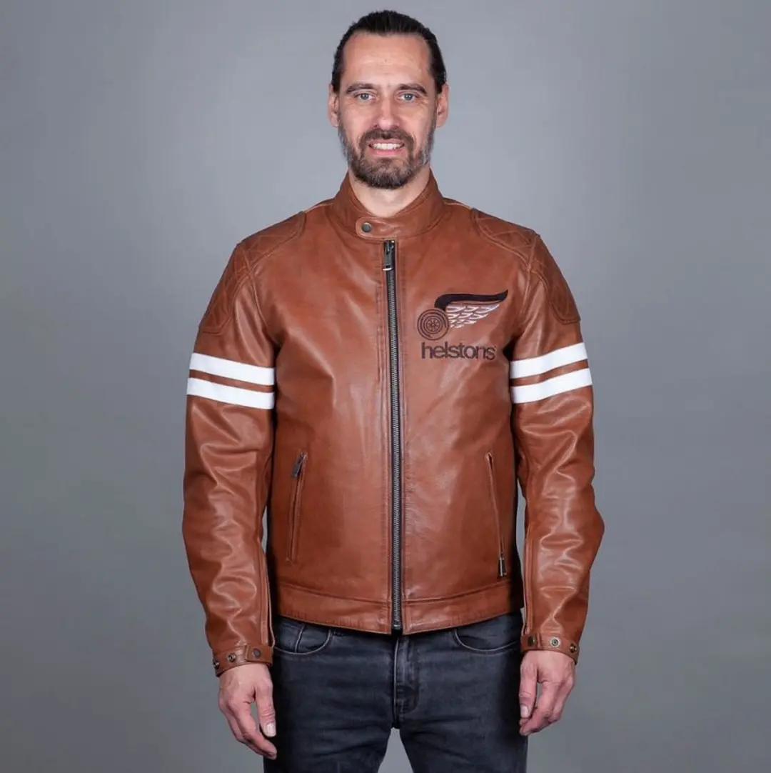 Helstons Jake Speed Leren Buffalo Jas Camel Wit
