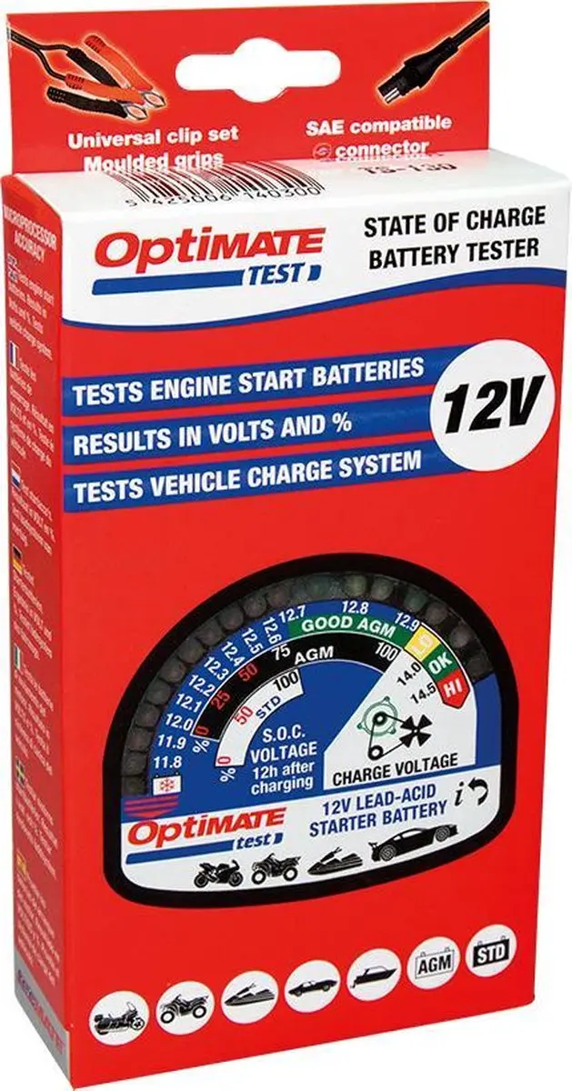 Optimate TEST TS130 Accu-Tester 12V - o.a. LiFePO4/AGM/Gel