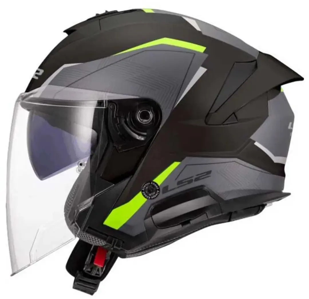 LS2 OF618 Verso II Air Jethelm - M - Zwart/Fluo Geel