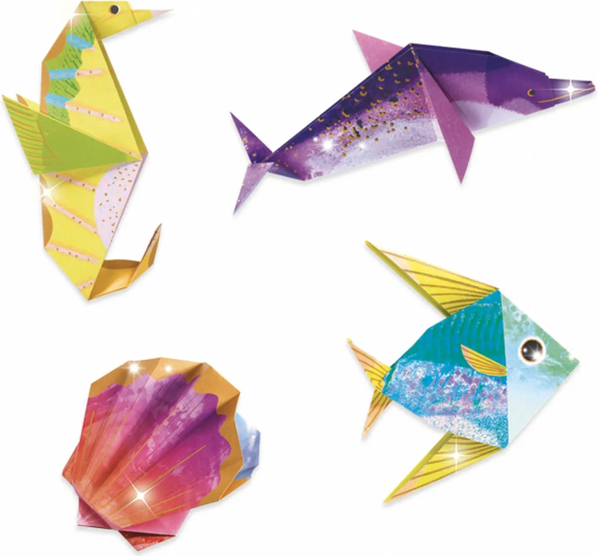 Djeco Origami ZeeDieren Knutselset - 24 Vellen Multicolor