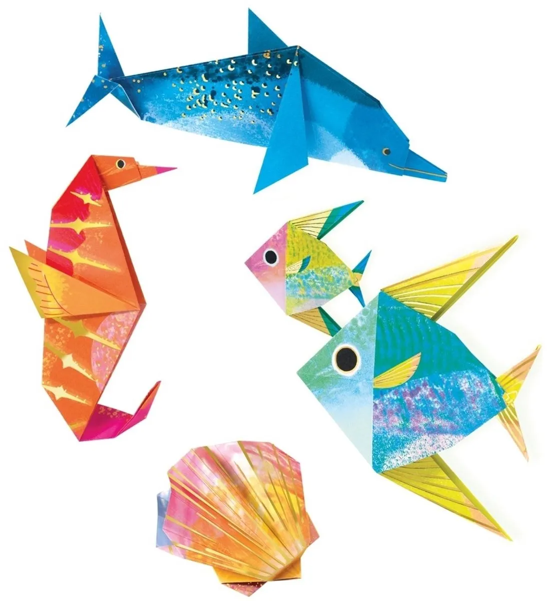 Djeco Origami ZeeDieren Knutselset - 24 Vellen Multicolor