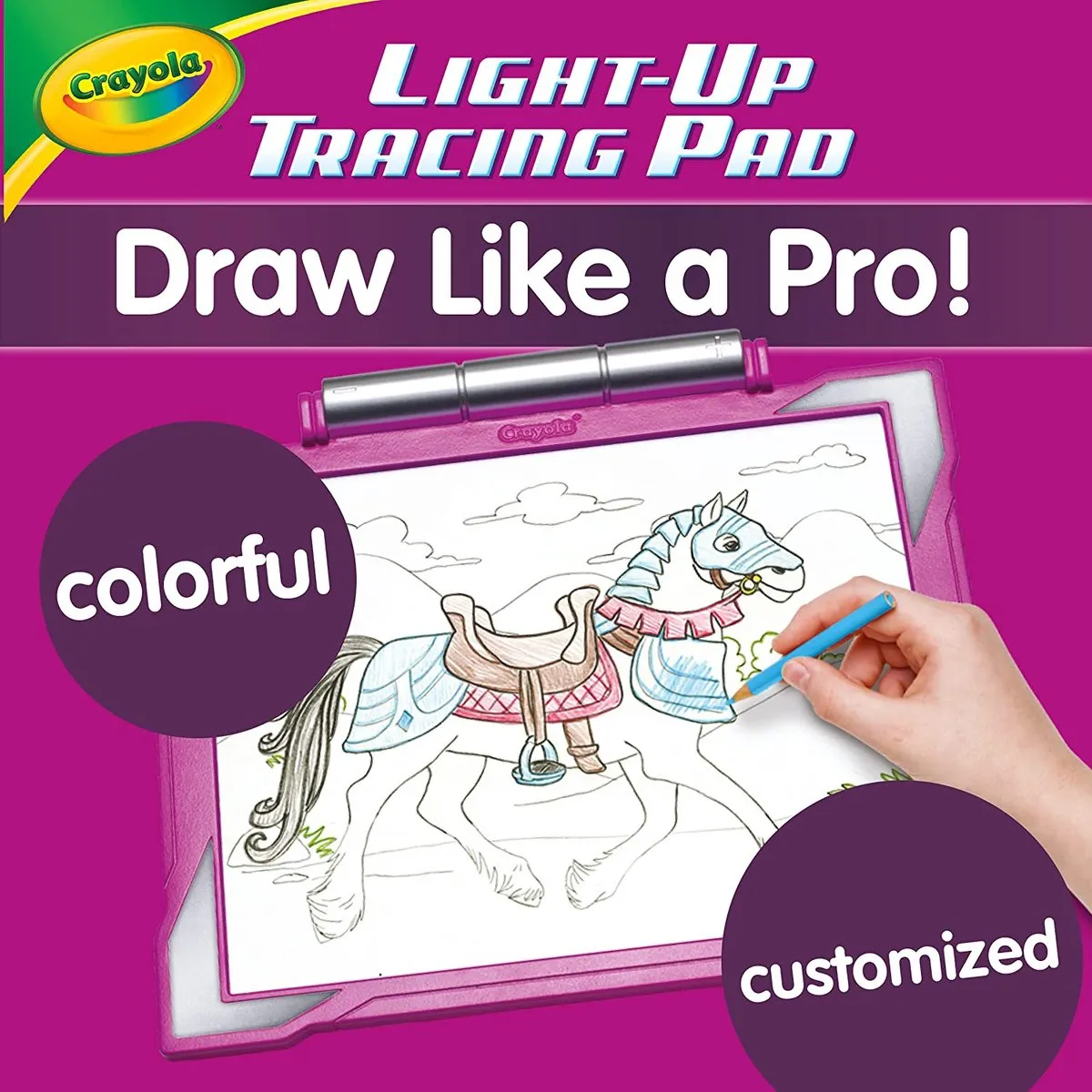 Crayola Lichtgevend Tekenbord - 12 Kleurpotloden - Veelkleurig