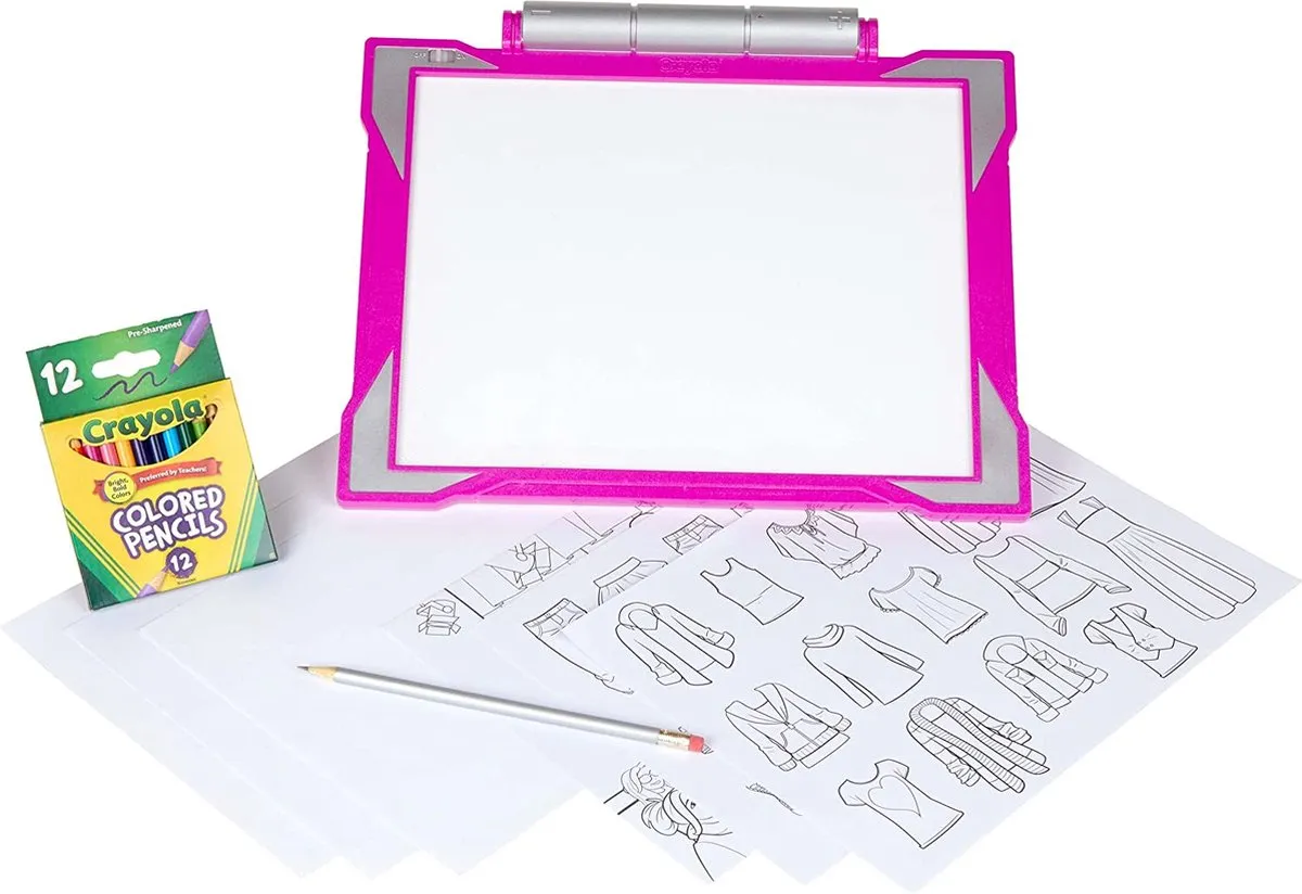 Crayola Lichtgevend Tekenbord - 12 Kleurpotloden - Veelkleurig