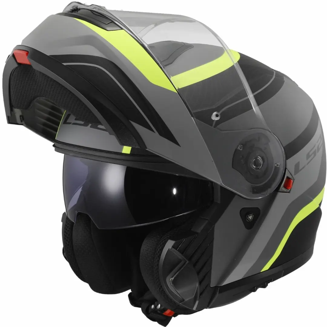 LS2 FF908 Strobe II Monza Systeemhelm - XXL - Mat Zwart/H-V Geel