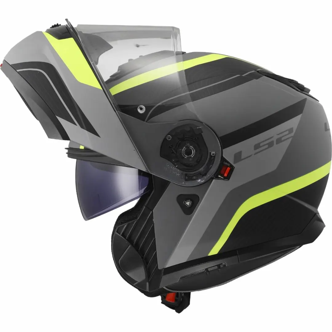 LS2 FF908 Strobe II Monza Systeemhelm - XXL - Mat Zwart/H-V Geel
